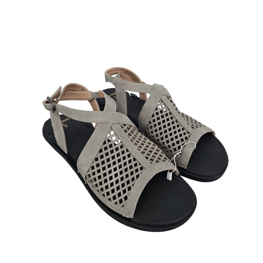 Solely Jane Grey Lattice Interchangeable Slingback Sandals Womens 8/8.5 Flat